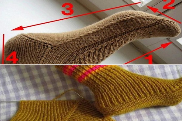 Вязание носков на двух спицах